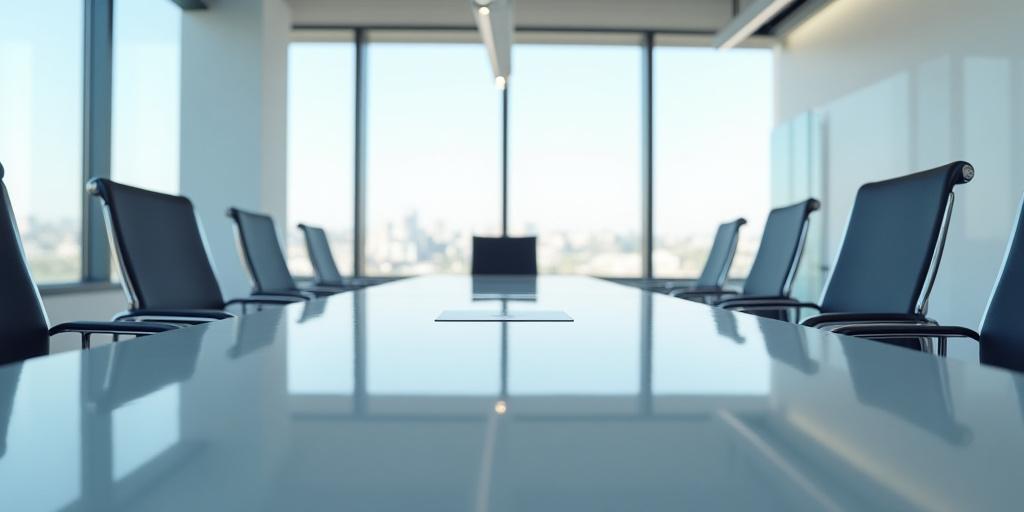 Sparkling clean conference room in a modern office, ready for business